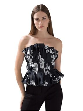 White House Black Market Floral Ruffled Bustier Size 6